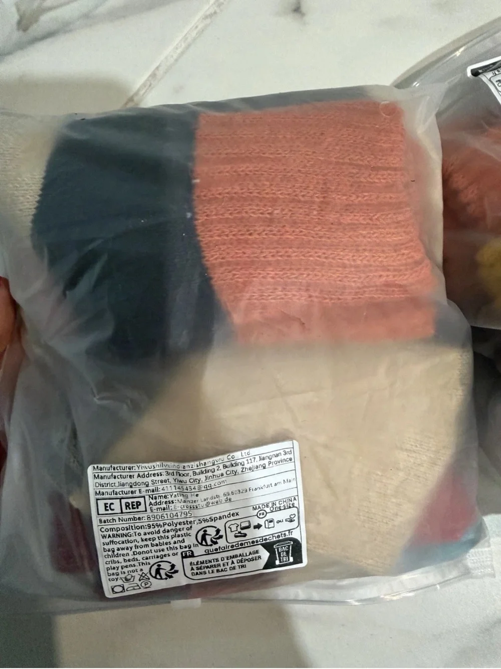 Colorblock Knit Crew Socks in Coral, Tan & Sky Blue two packs 5 pair each